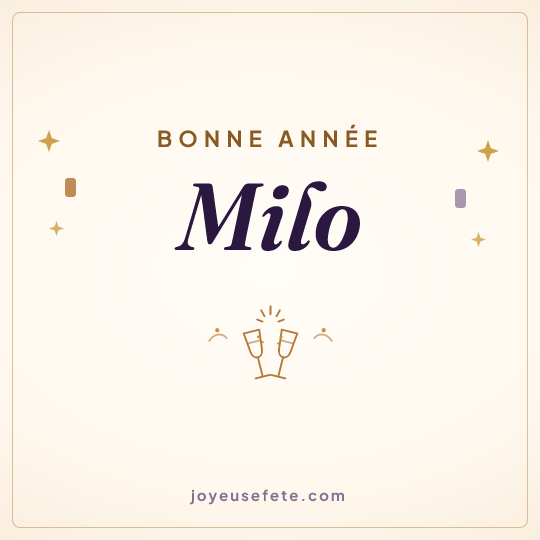 Image carrée « Bonne année Milo » pour WhatsApp