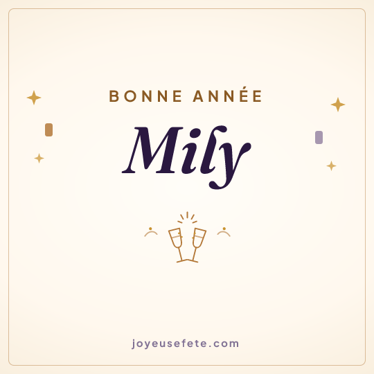 Image carrée « Bonne année Mily » pour WhatsApp