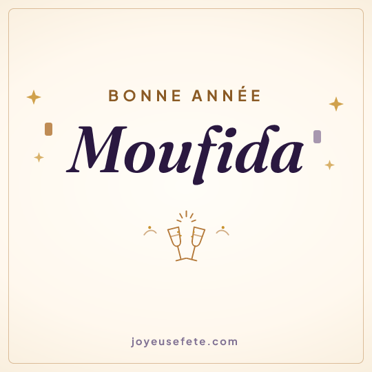 Image carrée « Bonne année Moufida » pour WhatsApp