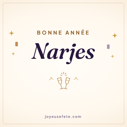 Image carrée « Bonne année Narjes » pour WhatsApp