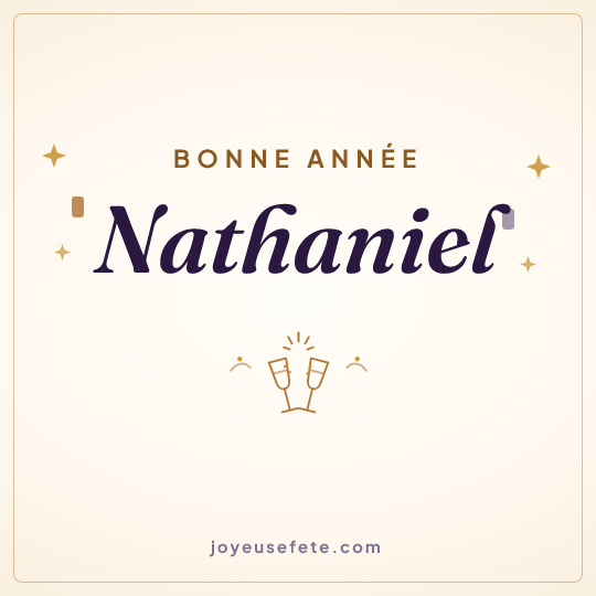 Image carrée « Bonne année Nathaniel » pour WhatsApp