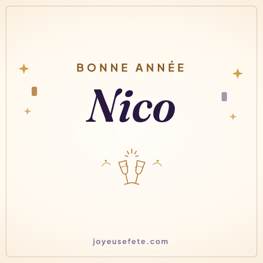 Image carrée « Bonne année Nico » pour WhatsApp