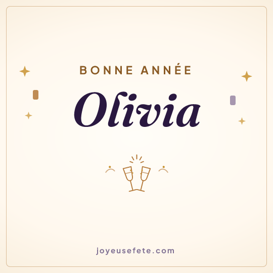 Image carrée « Bonne année Olivia » pour WhatsApp