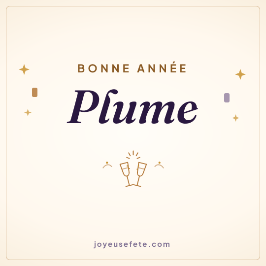 Image carrée « Bonne année Plume » pour WhatsApp