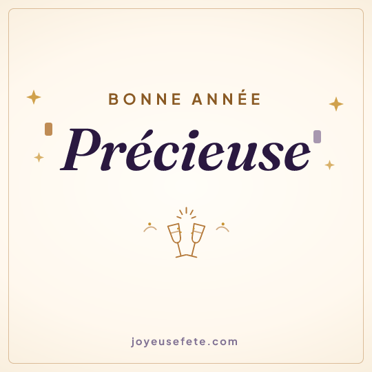 Image carrée « Bonne année Précieuse » pour WhatsApp