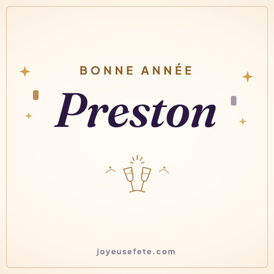 Image carrée « Bonne année Preston » pour WhatsApp