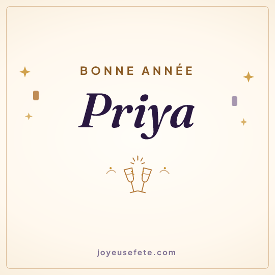 Image carrée « Bonne année Priya » pour WhatsApp