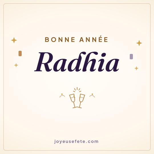 Image carrée « Bonne année Radhia » pour WhatsApp