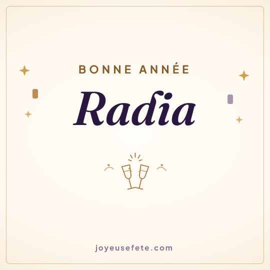 Image carrée « Bonne année Radia » pour WhatsApp