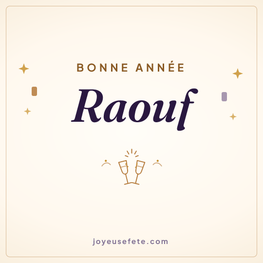 Image carrée « Bonne année Raouf » pour WhatsApp