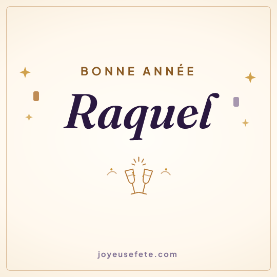Image carrée « Bonne année Raquel » pour WhatsApp