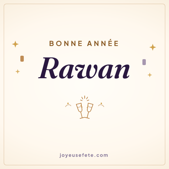 Image carrée « Bonne année Rawan » pour WhatsApp