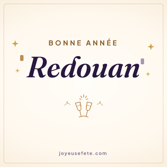 Image carrée « Bonne année Redouan » pour WhatsApp