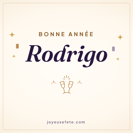 Image carrée « Bonne année Rodrigo » pour WhatsApp