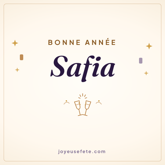 Image carrée « Bonne année Safia » pour WhatsApp
