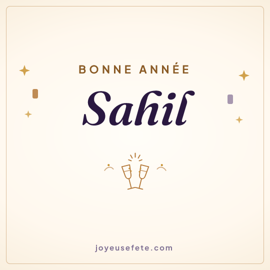 Image carrée « Bonne année Sahil » pour WhatsApp