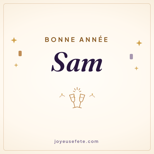 Image carrée « Bonne année Sam » pour WhatsApp