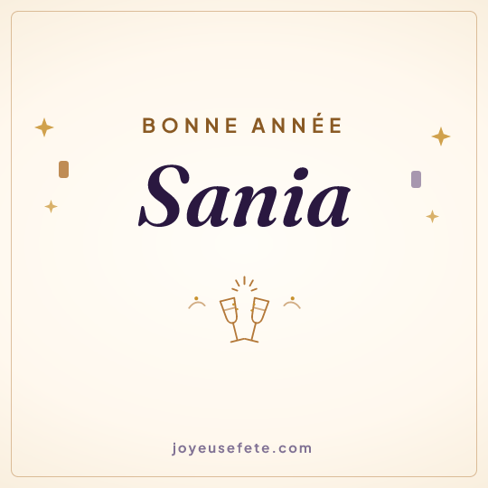 Image carrée « Bonne année Sania » pour WhatsApp