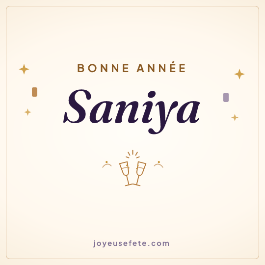Image carrée « Bonne année Saniya » pour WhatsApp