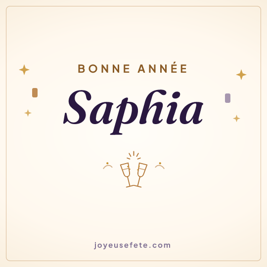 Image carrée « Bonne année Saphia » pour WhatsApp