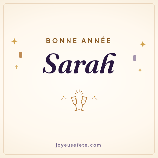 Image carrée « Bonne année Sarah » pour WhatsApp