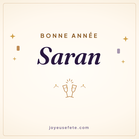 Image carrée « Bonne année Saran » pour WhatsApp