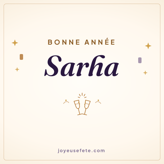 Image carrée « Bonne année Sarha » pour WhatsApp