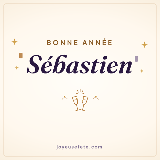 Image carrée « Bonne année Sébastien » pour WhatsApp