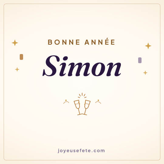 Image carrée « Bonne année Simon » pour WhatsApp