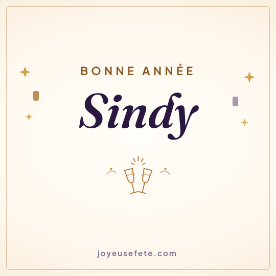 Image carrée « Bonne année Sindy » pour WhatsApp