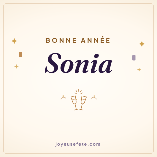 Image carrée « Bonne année Sonia » pour WhatsApp