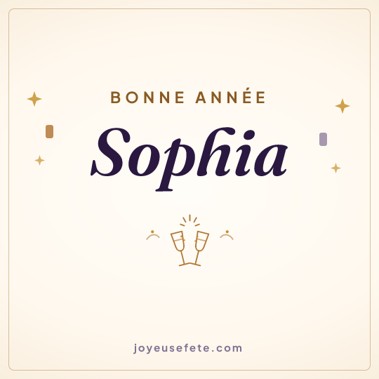 Image carrée « Bonne année Sophia » pour WhatsApp