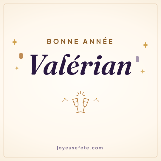 Image carrée « Bonne année Valérian » pour WhatsApp