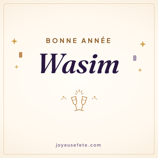 Image carrée « Bonne année Wasim » pour WhatsApp