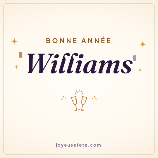Image carrée « Bonne année Williams » pour WhatsApp