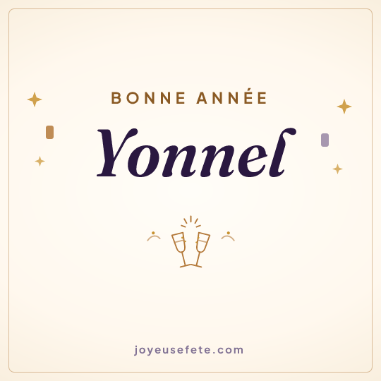 Image carrée « Bonne année Yonnel » pour WhatsApp