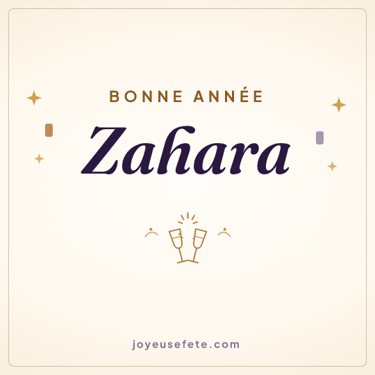 Image carrée « Bonne année Zahara » pour WhatsApp