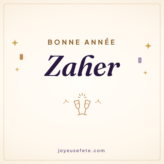 Image carrée « Bonne année Zaher » pour WhatsApp