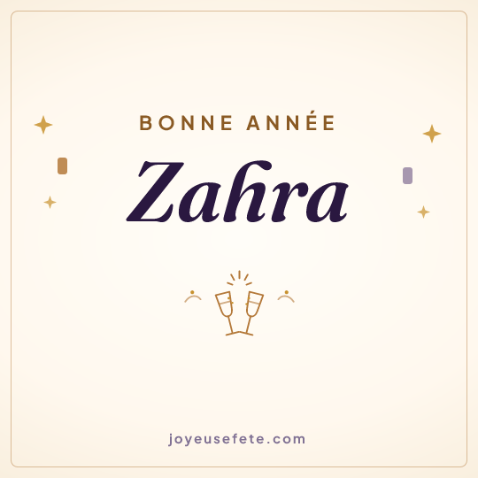 Image carrée « Bonne année Zahra » pour WhatsApp