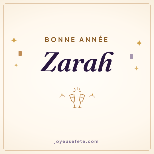 Image carrée « Bonne année Zarah » pour WhatsApp