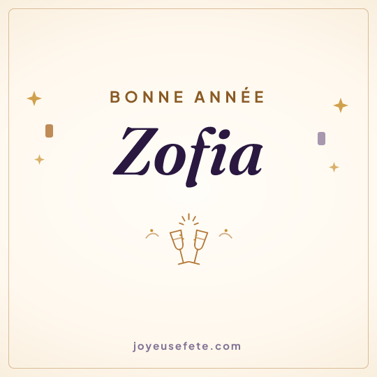Image carrée « Bonne année Zofia » pour WhatsApp