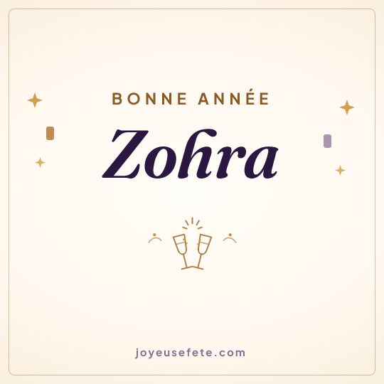 Image carrée « Bonne année Zohra » pour WhatsApp