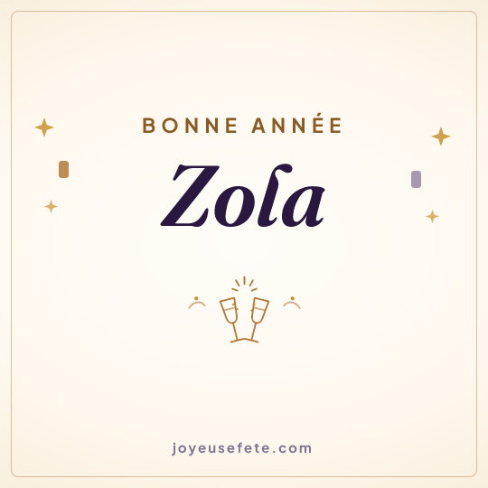 Image carrée « Bonne année Zola » pour WhatsApp