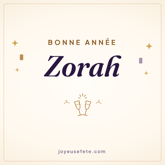 Image carrée « Bonne année Zorah » pour WhatsApp