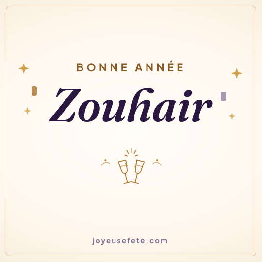 Image carrée « Bonne année Zouhair » pour WhatsApp