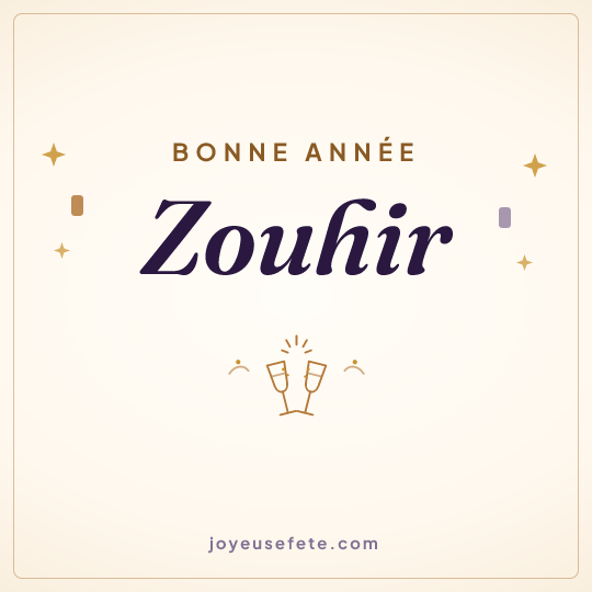 Image carrée « Bonne année Zouhir » pour WhatsApp
