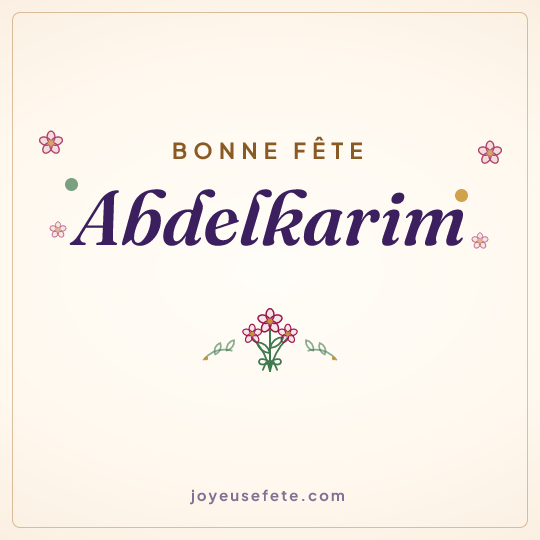 Image carrée « Bonne fête Abdelkarim » pour WhatsApp