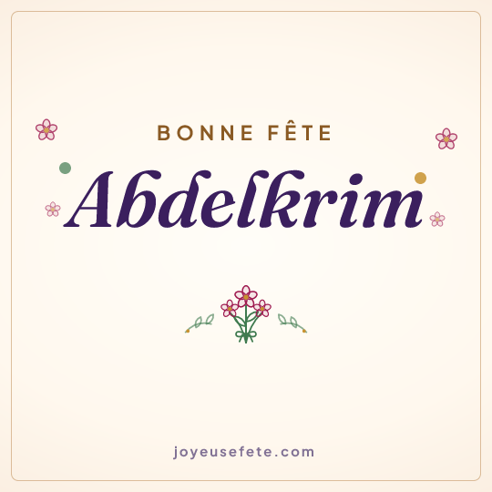 Image carrée « Bonne fête Abdelkrim » pour WhatsApp