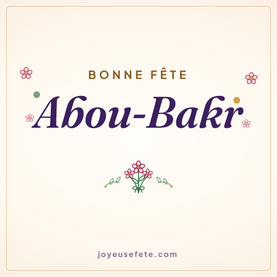 Image carrée « Bonne fête Abou-Bakr » pour WhatsApp