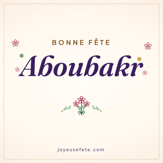 Image carrée « Bonne fête Aboubakr » pour WhatsApp